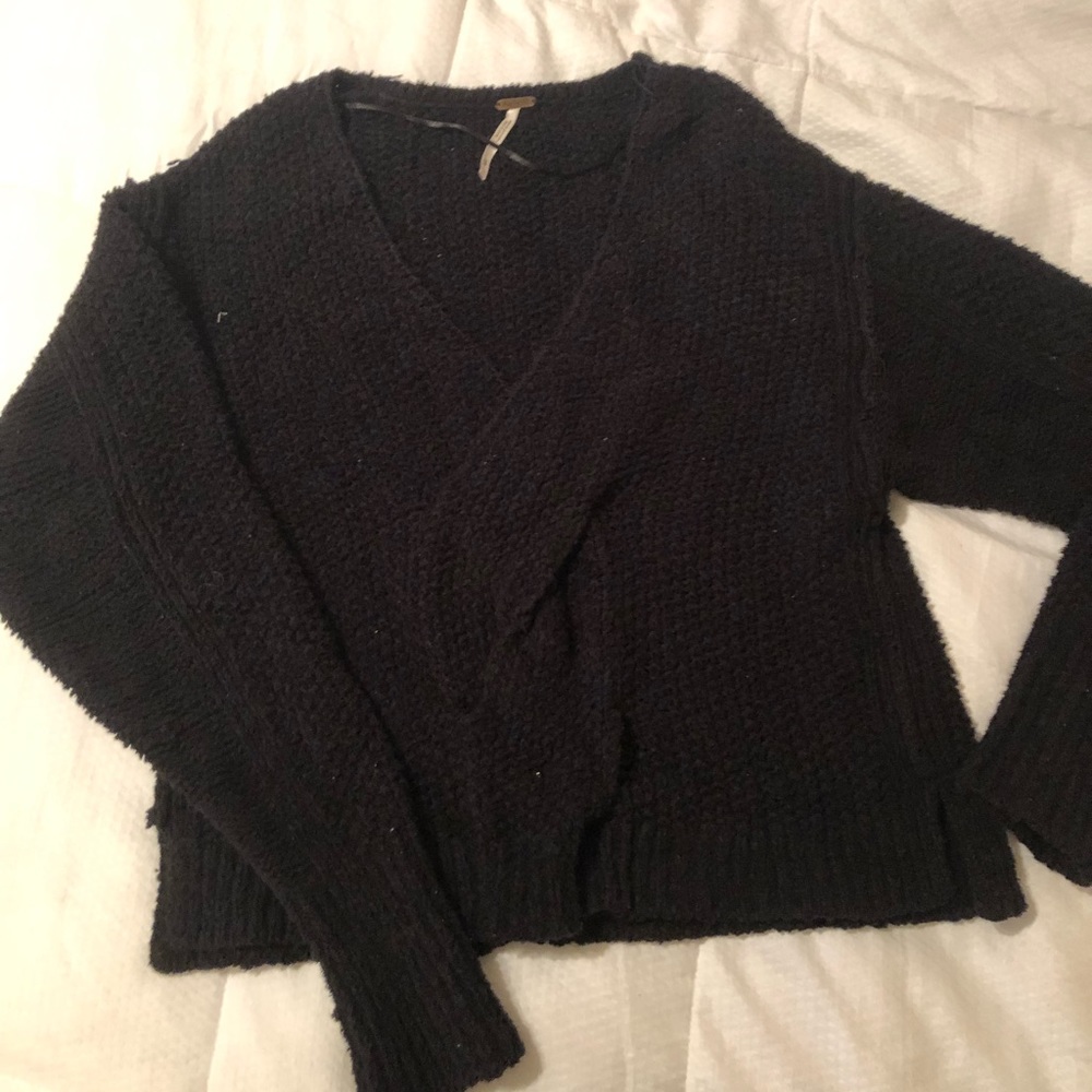 Free people black sweater (cropped)